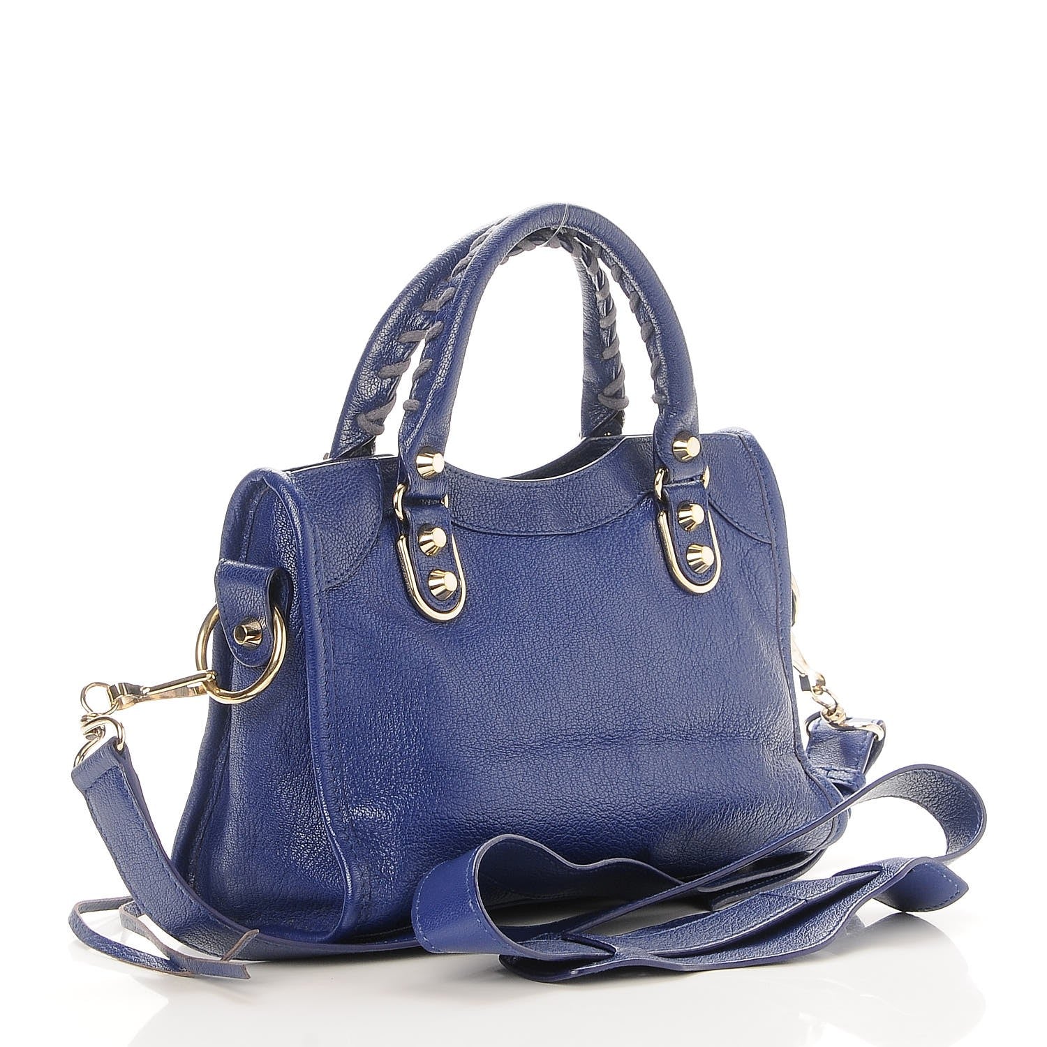 Balenciaga Chevre Gold Metallic Edge Hardware Mini City Bleu Roi 4 of 8
