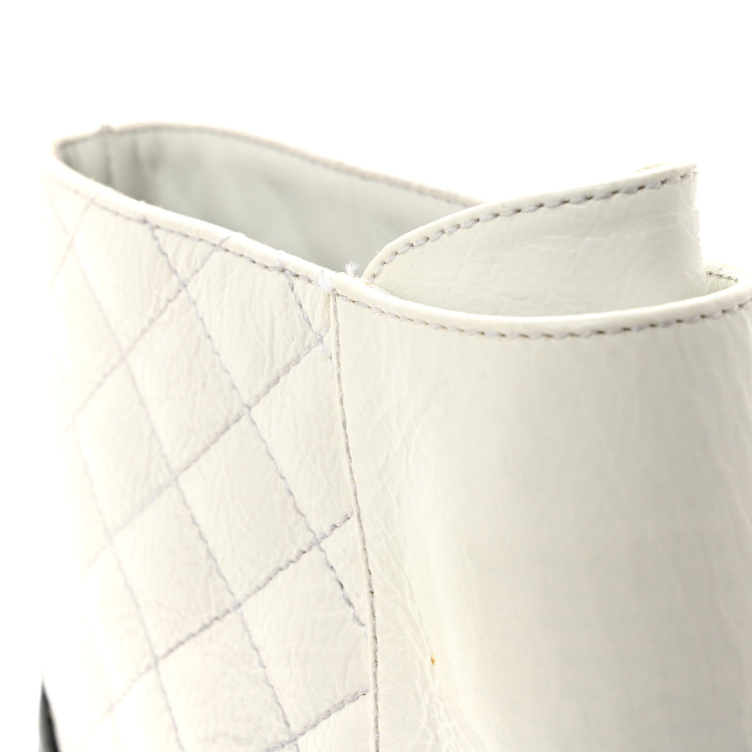 Chanel Shiny Goatskin Calfskin Quilted Lace Up Combat Boots 39 White Black 10 of 11