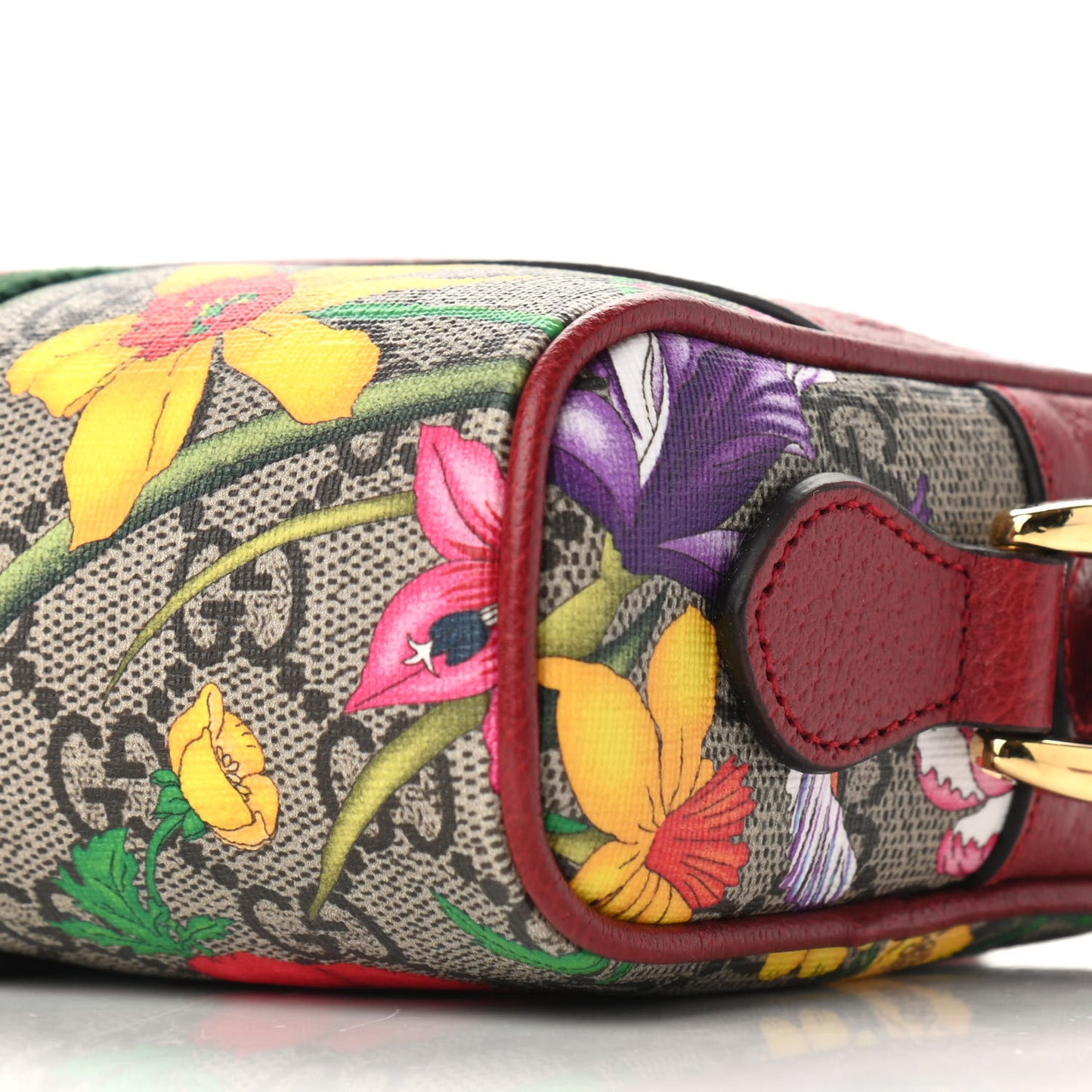 GG Supreme Monogram Flora Web Mini Ophidia Shoulder Bag Red