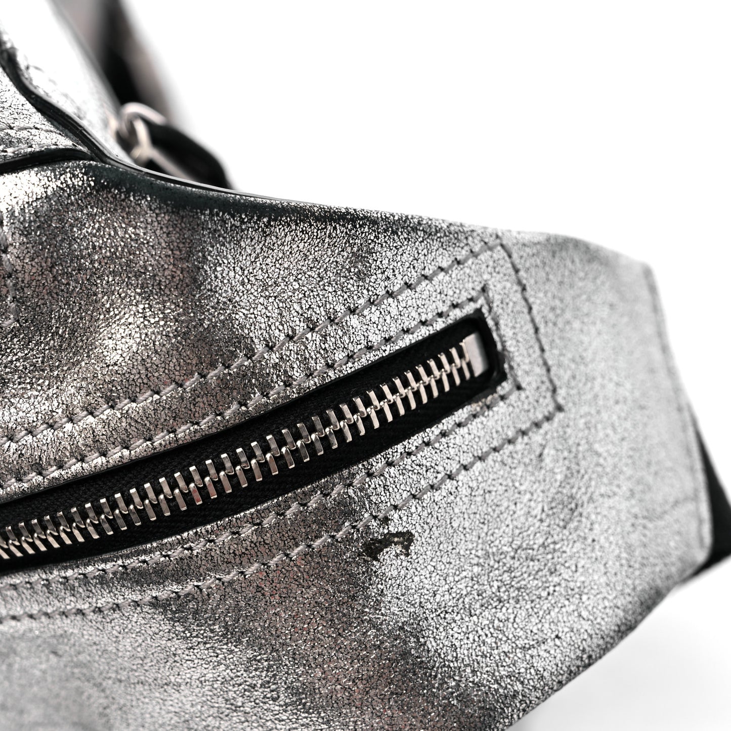 Metallic Calfskin Ripstop Body Belt Bag Silver