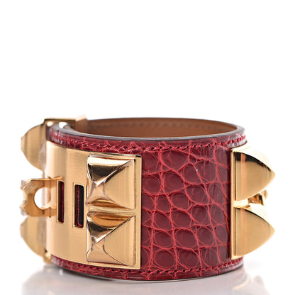 Hermes Shiny Alligator Collier De Chien CDC Bracelet size T2 Braise 4 of 7