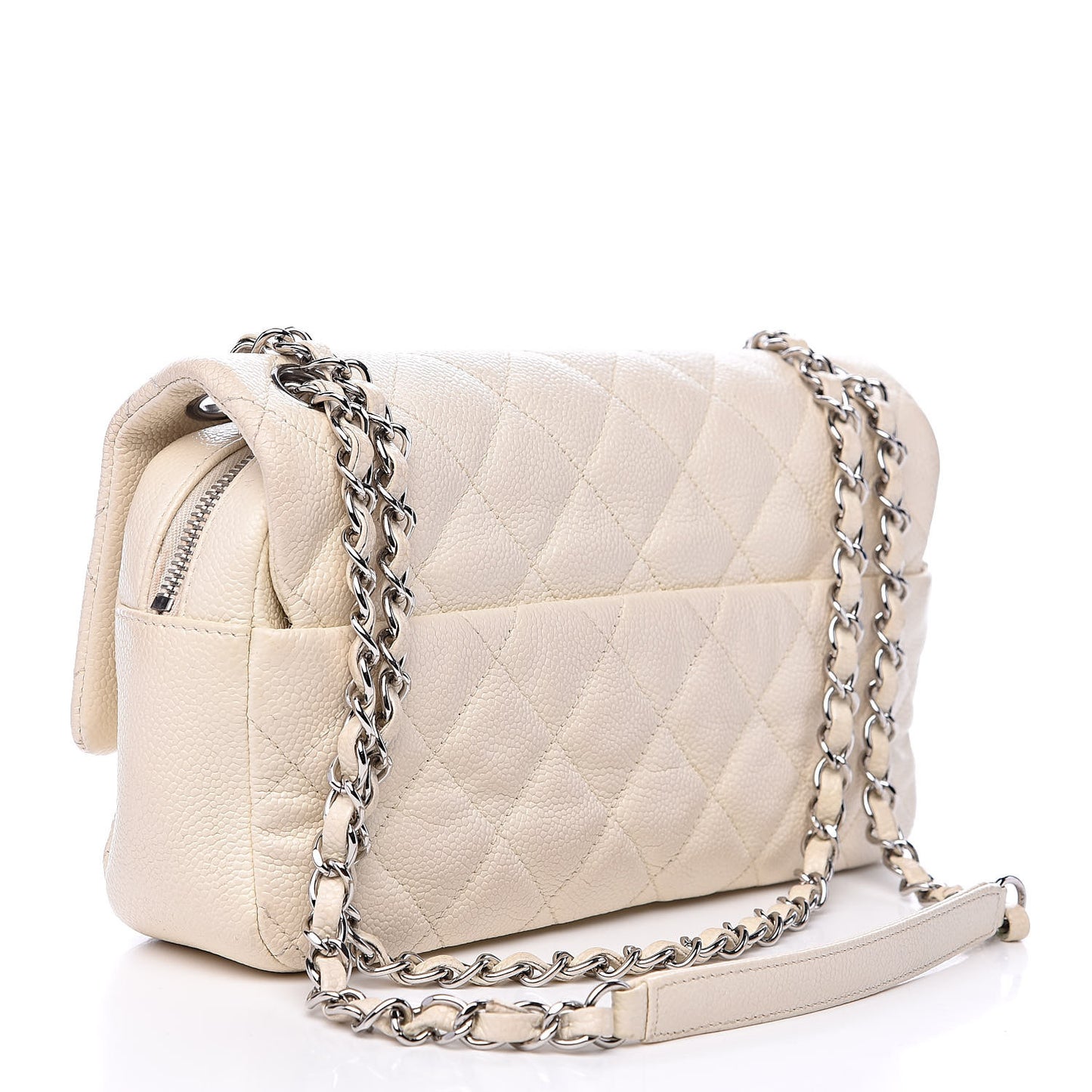 Caviar Quilted Medium Easy Flap Dark White