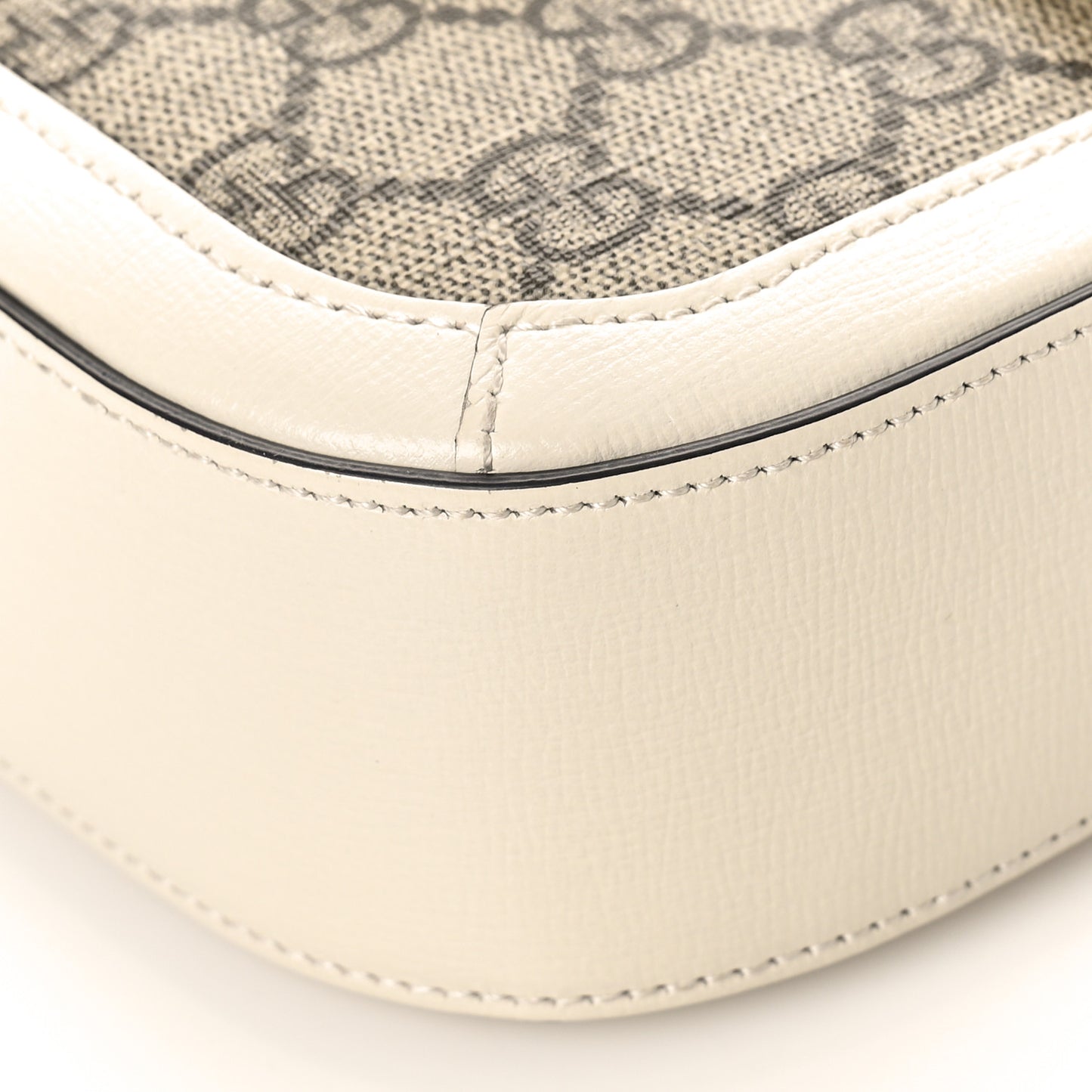 GG Supreme Monogram Web Mini Horsebit 1955 Shoulder Bag Beige Mystic White