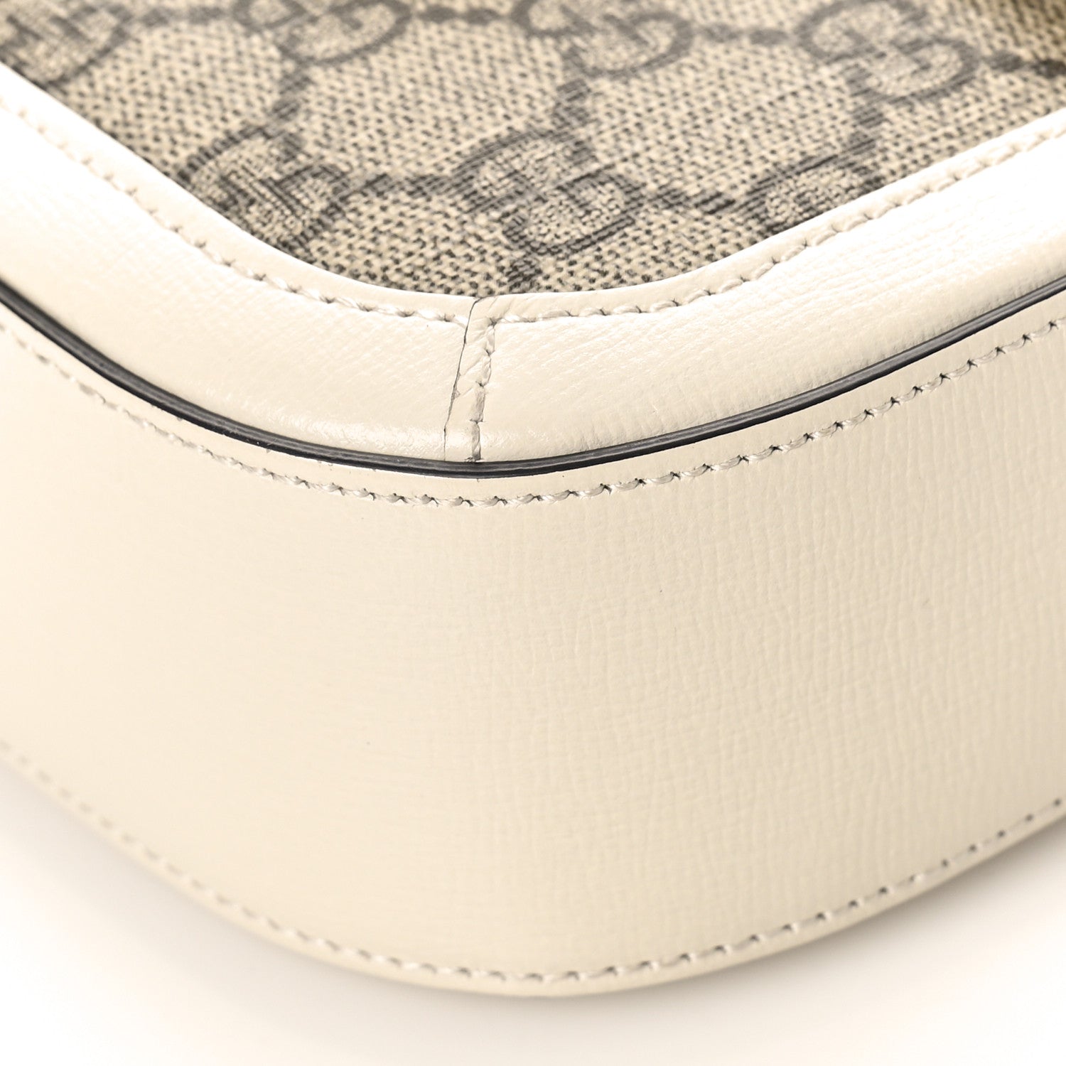 Gucci GG Supreme Monogram Web Mini Horsebit 1955 Shoulder Bag Beige Mystic White 9 of 10