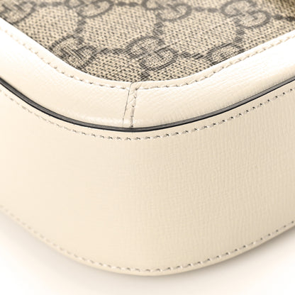 Gucci GG Supreme Monogram Web Mini Horsebit 1955 Shoulder Bag Beige Mystic White 9 of 10