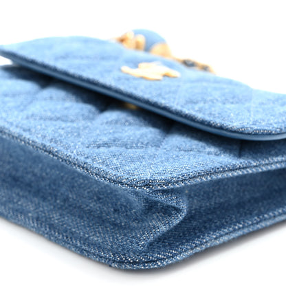 Chanel Denim Quilted CC Pearl Crush Clutch With Chain Blue 11 of 11