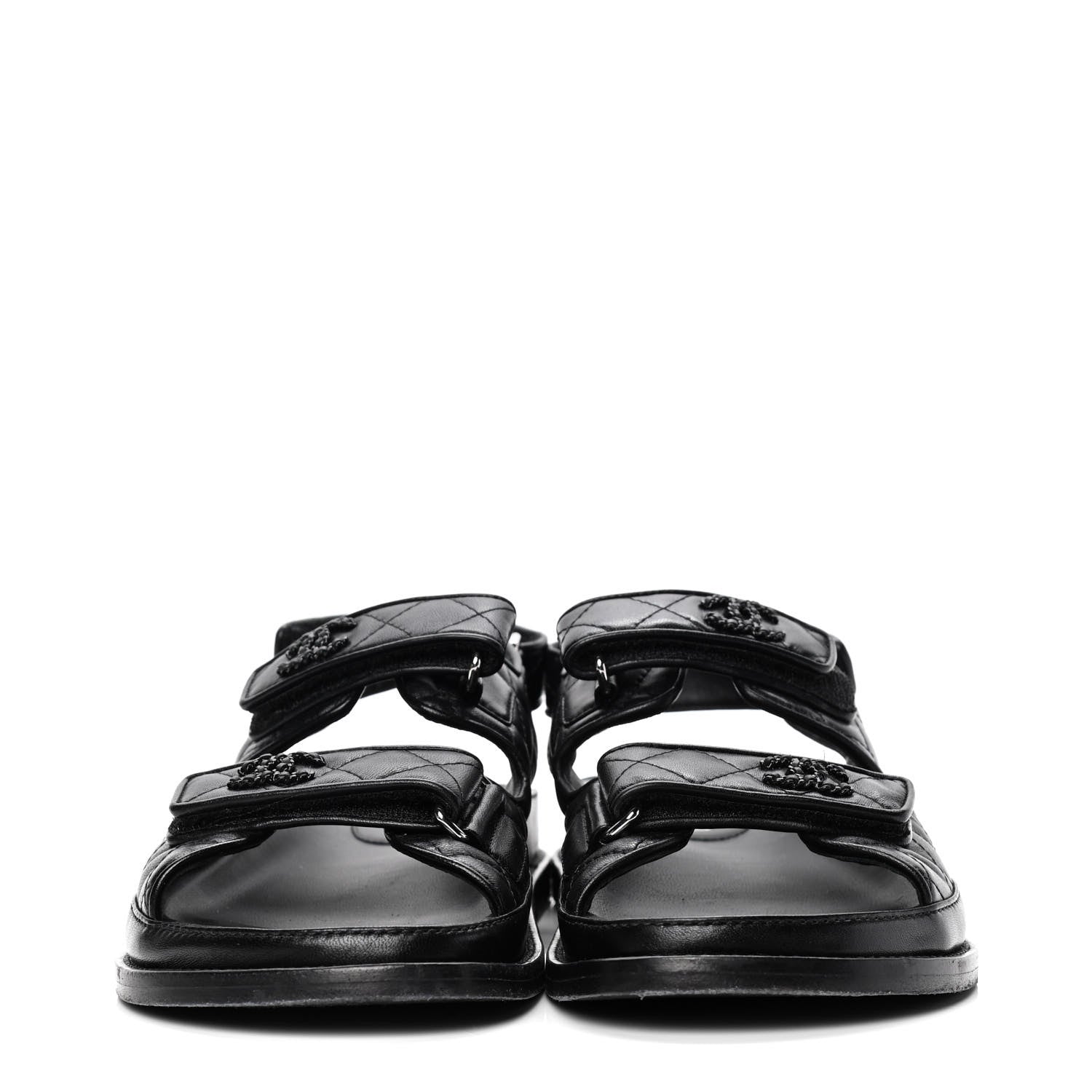 Chanel Lambskin Velcro Dad Sandals 39 Black 2 of 4