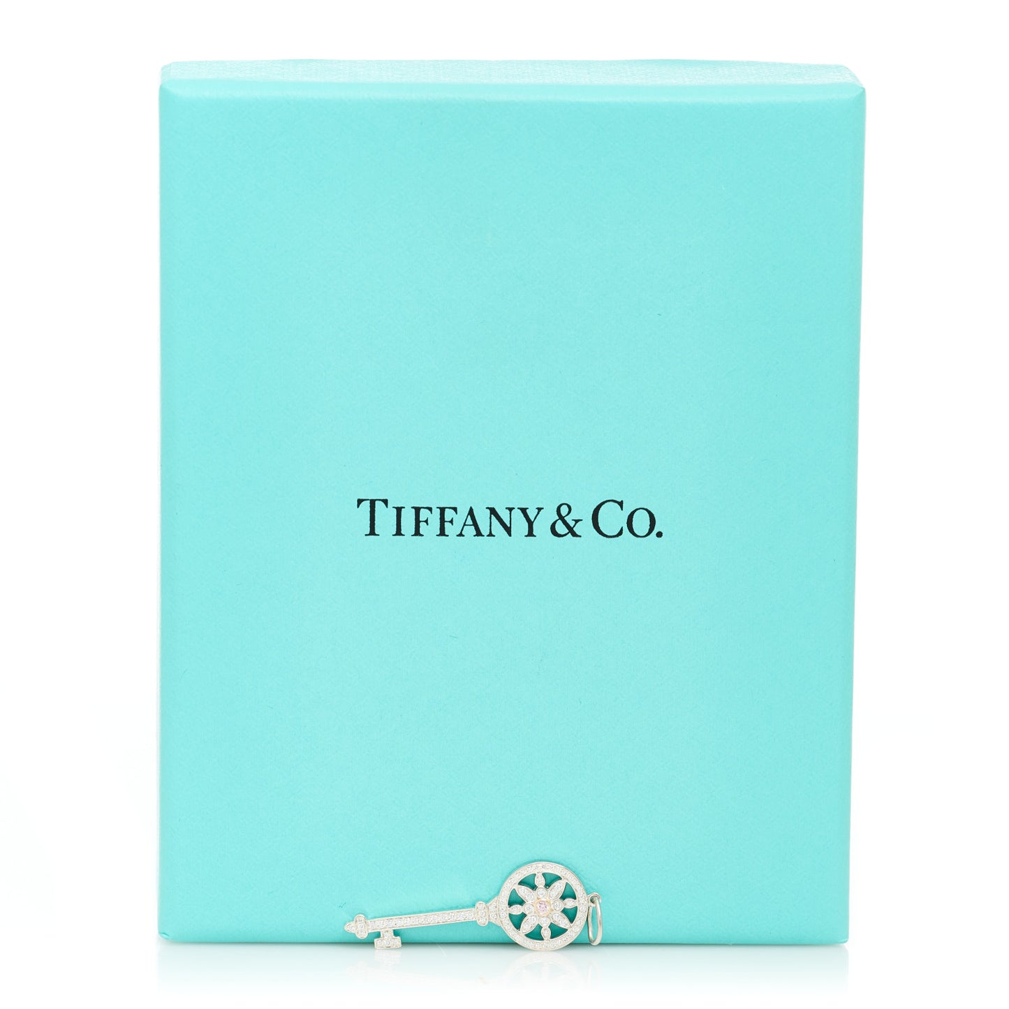 Platinum 18K Rose Gold Pink Diamond Daisy Key Pendant