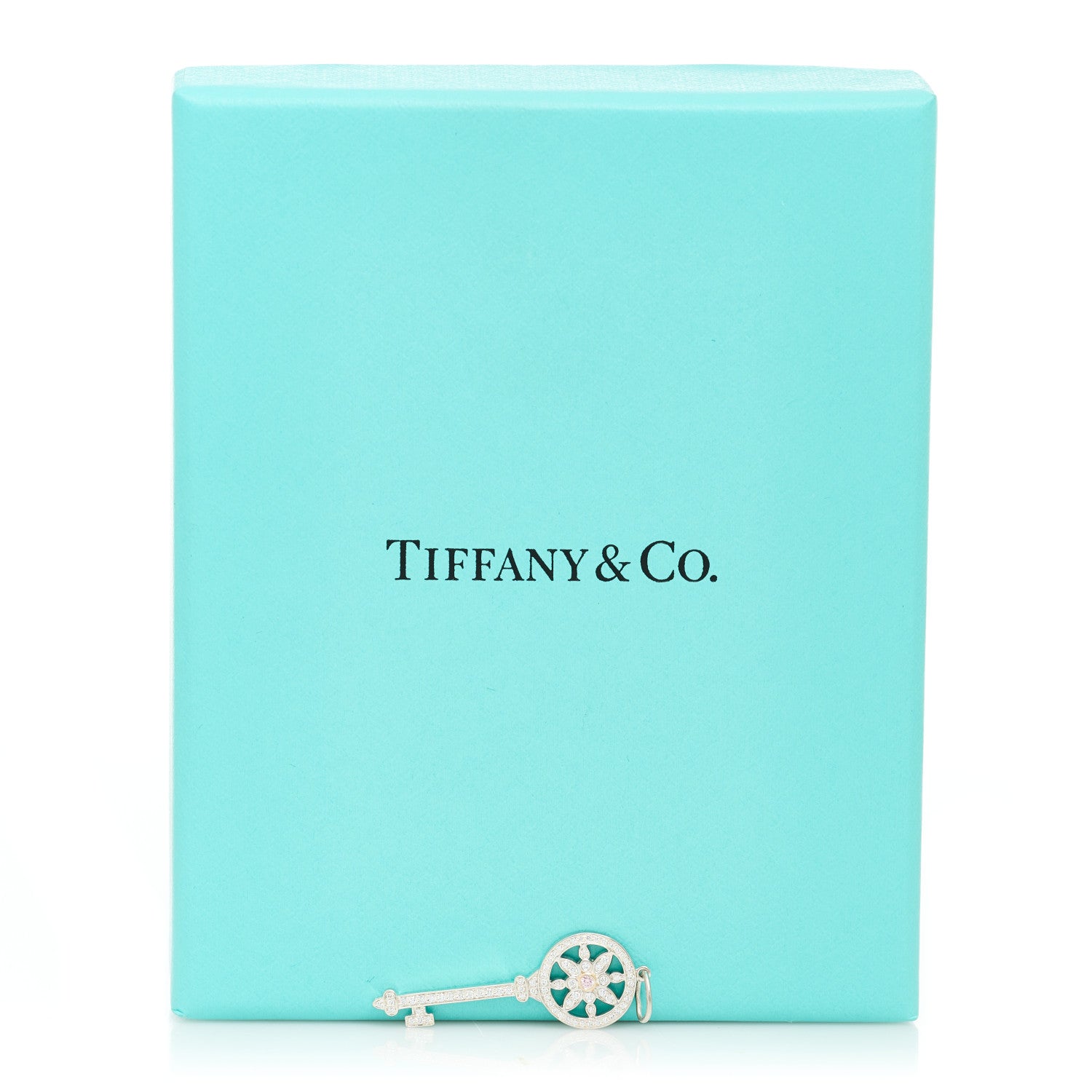 Tiffany Platinum 18K Rose Gold Pink Diamond Daisy Key Pendant 4 of 4