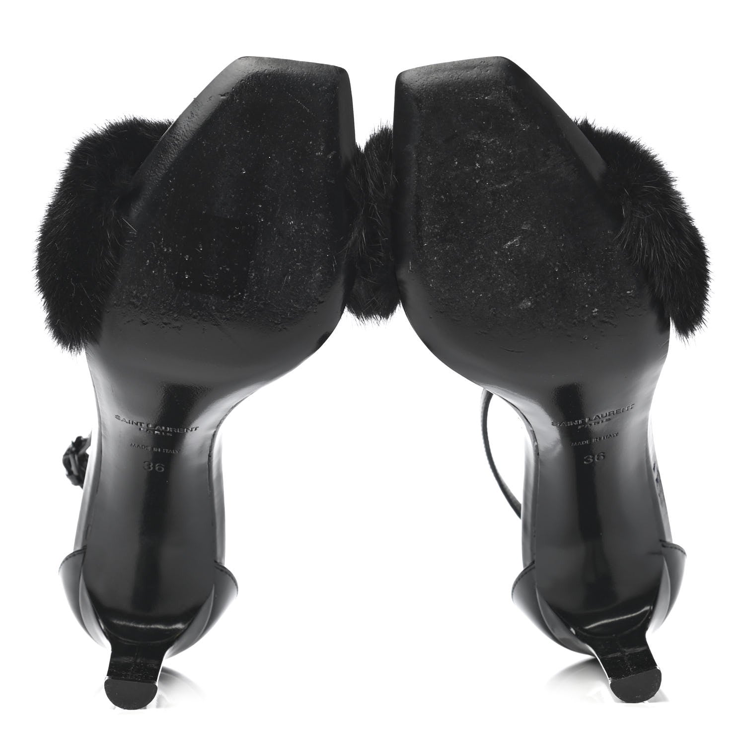 Saint Laurent Mink Patent Ankle Strap Sandals 36 Black 7 of 8