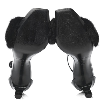 Saint Laurent Mink Patent Ankle Strap Sandals 36 Black 7 of 8