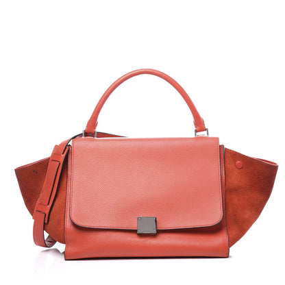 Celine Drummed Calfskin Suede Medium Trapeze Vermillion 1 of 6