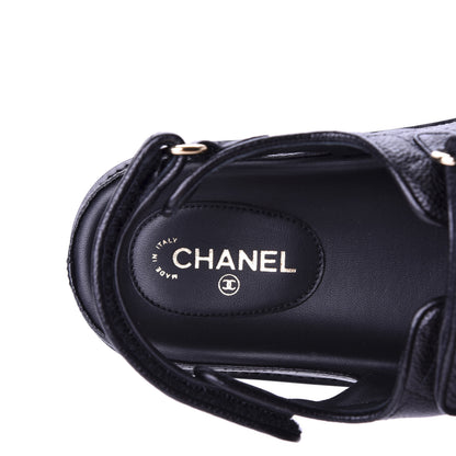 Chanel Grained Calfskin Velcro Dad Sandals 39 Black 7 of 9