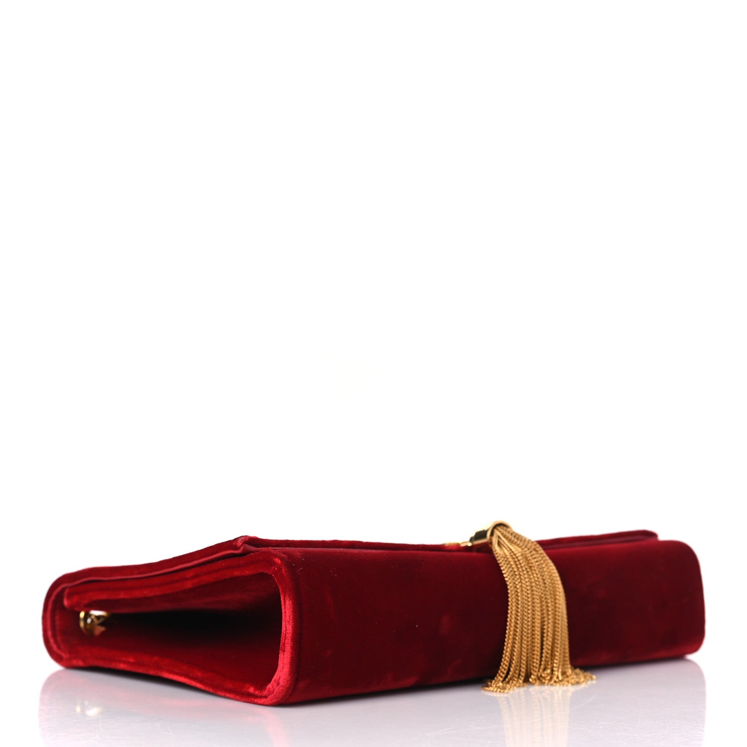 Saint Laurent Velvet Medium Monogram Kate Tassel Shoulder Bag Red 4 of 10