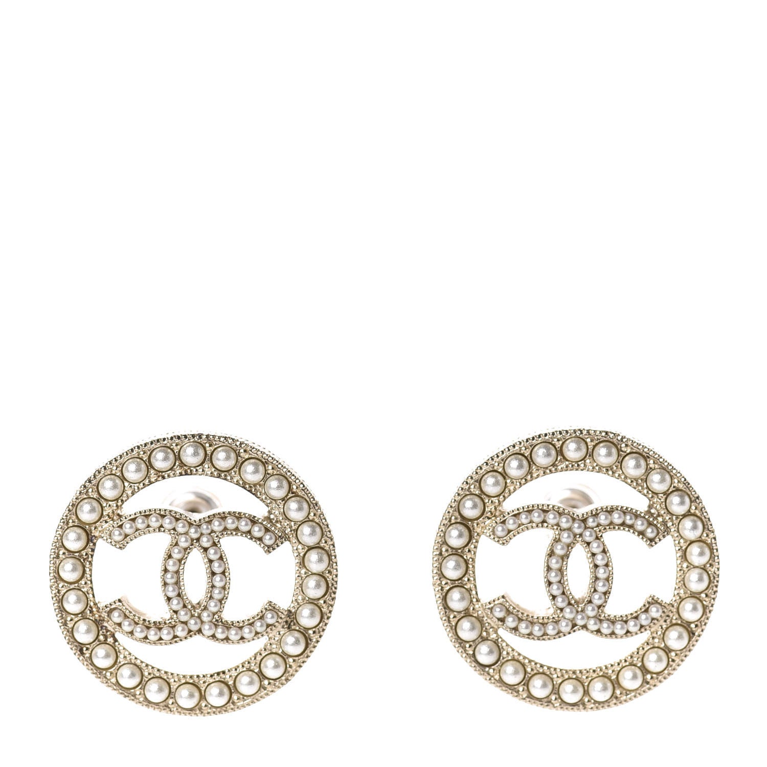 Chanel Pearl CC Round Earrings Gold 1 of 5
