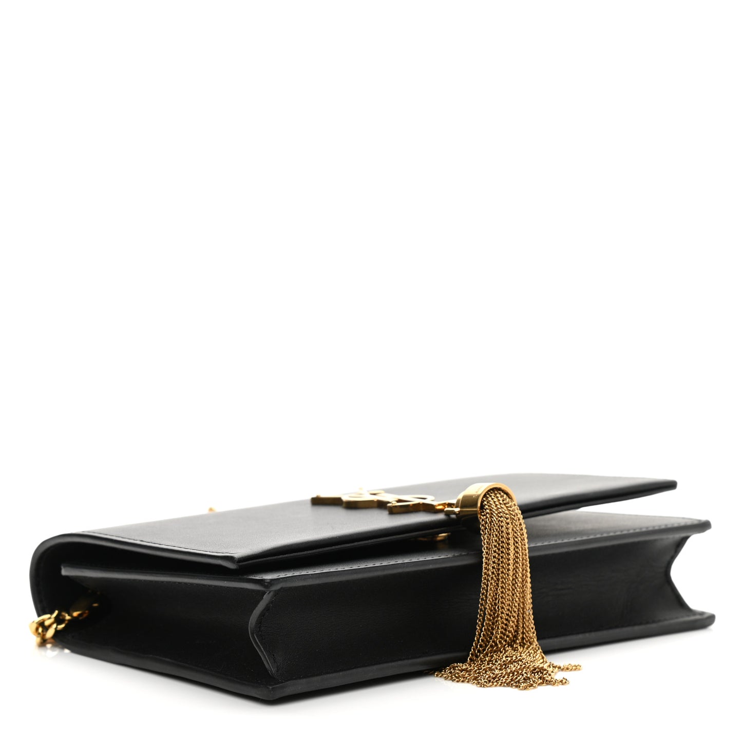 Smooth Calfskin Classic Monogram Kate Tassel Chain Wallet Black