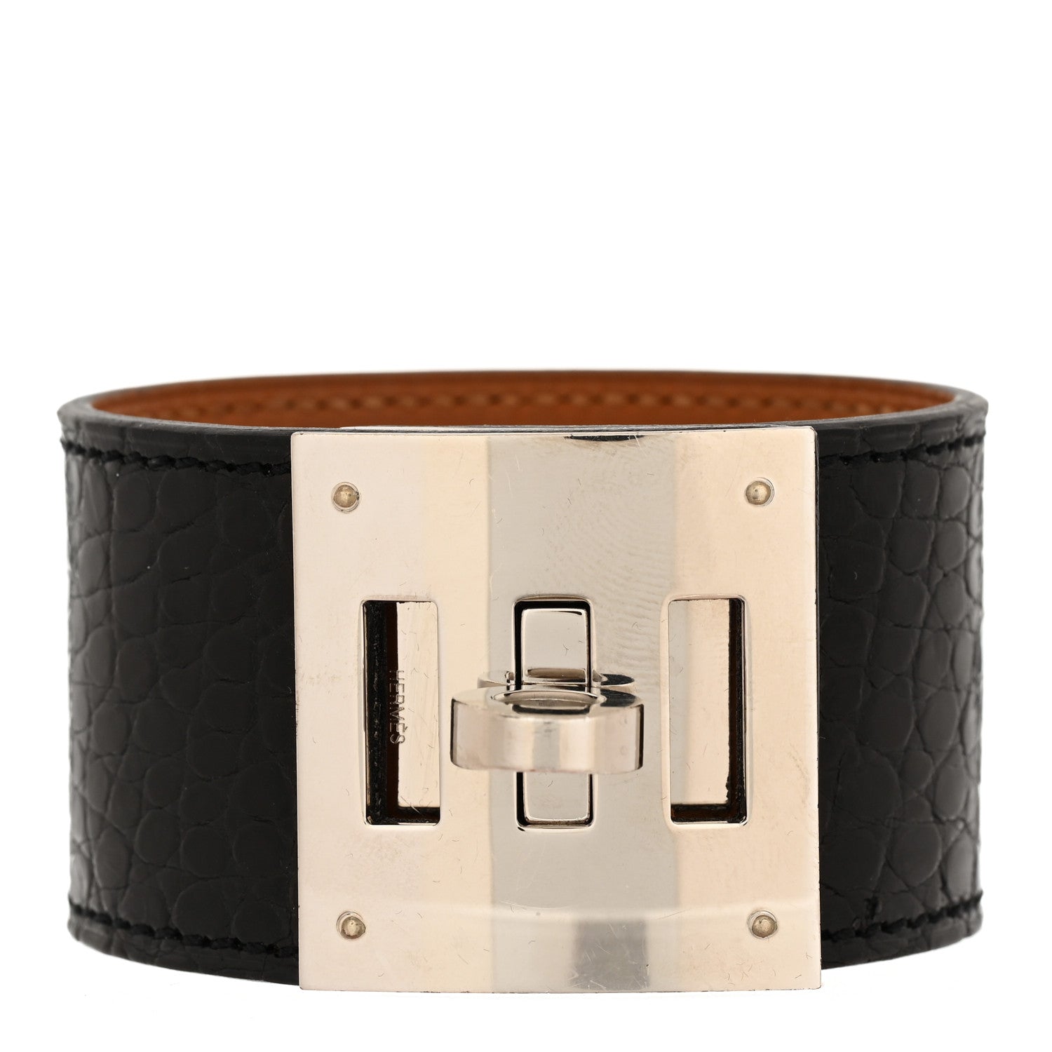 Hermes Shiny Alligator Kelly Dog Bracelet S Black 1 of 6