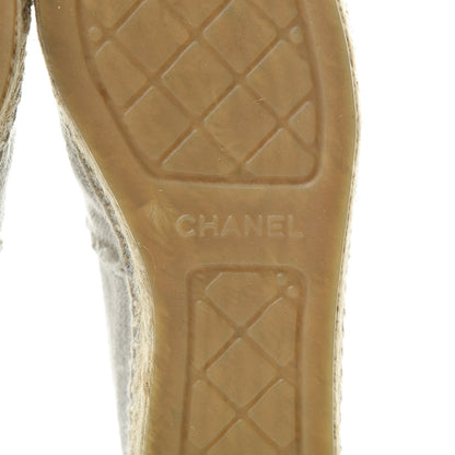 Chanel Linen CC Espadrilles 38 Beige Black 7 of 11