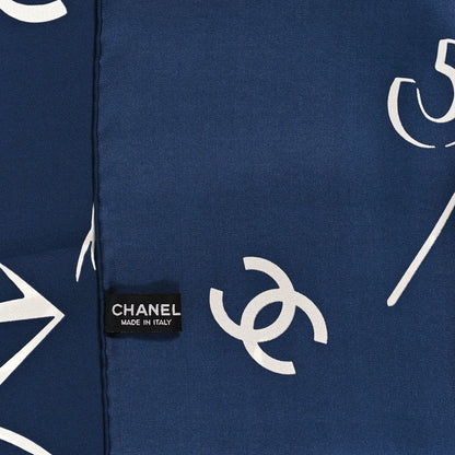 Chanel Silk CC Square Scarf Navy White 3 of 4