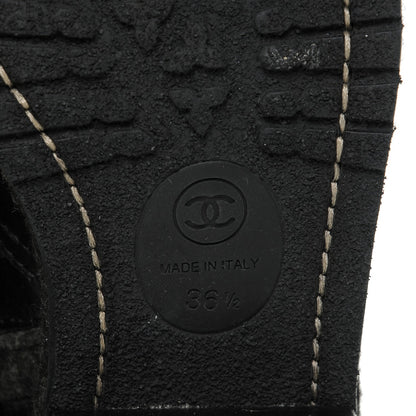 Chanel Wool Calfskin Quilted Biker Boots 36.5 Black 6 of 7
