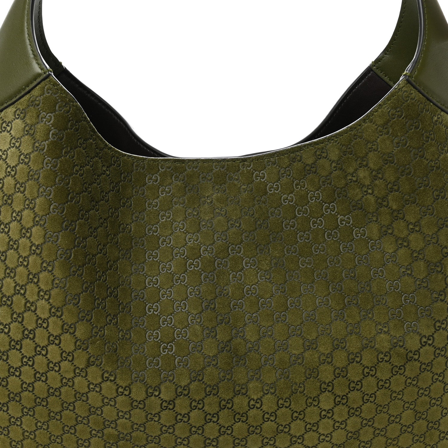 Gucci GG Suede B Large Shoulder Bag Green 8 of 10