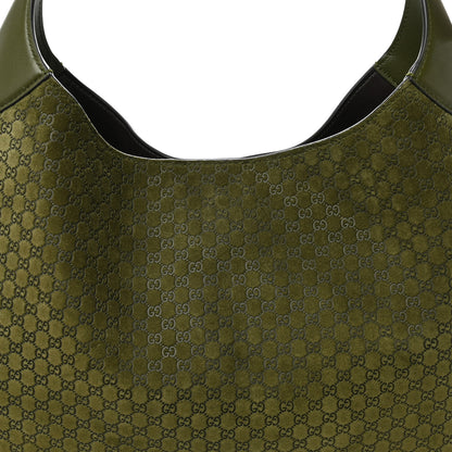 Gucci GG Suede B Large Shoulder Bag Green 8 of 10