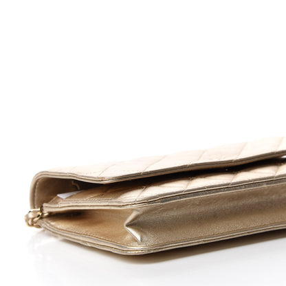 Chanel Metallic Lambskin Quilted Wallet On Chain WOC Gold 6 of 17