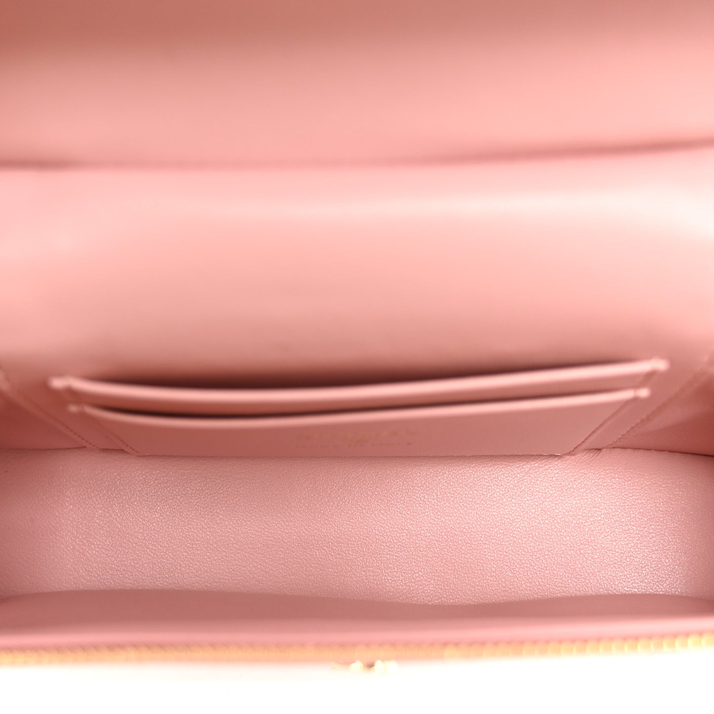 Calfskin Crocodile Embossed Crococo Top Handle Slim Vanity Case With Chain Light Pink