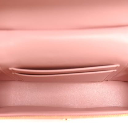 Chanel Calfskin Crocodile Embossed Crococo Top Handle Slim Vanity Case With Chain Light Pink 5 of 11