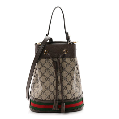Gucci GG Supreme Monogram Web Small Ophidia Bucket Bag Brown 1 of 10