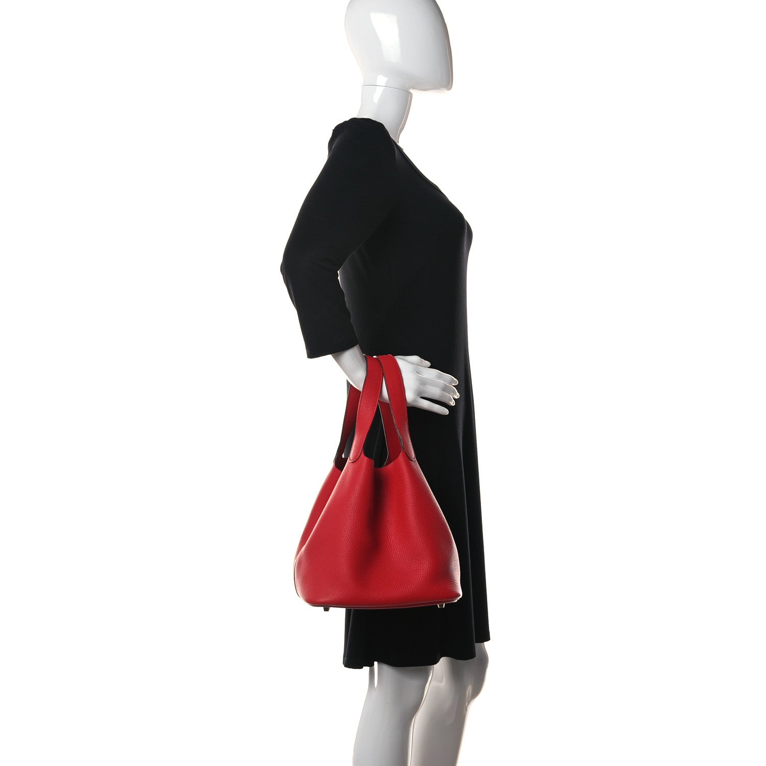 Hermes Taurillon Clemence Picotin Lock 22 MM Rouge De Coeur 2 of 10