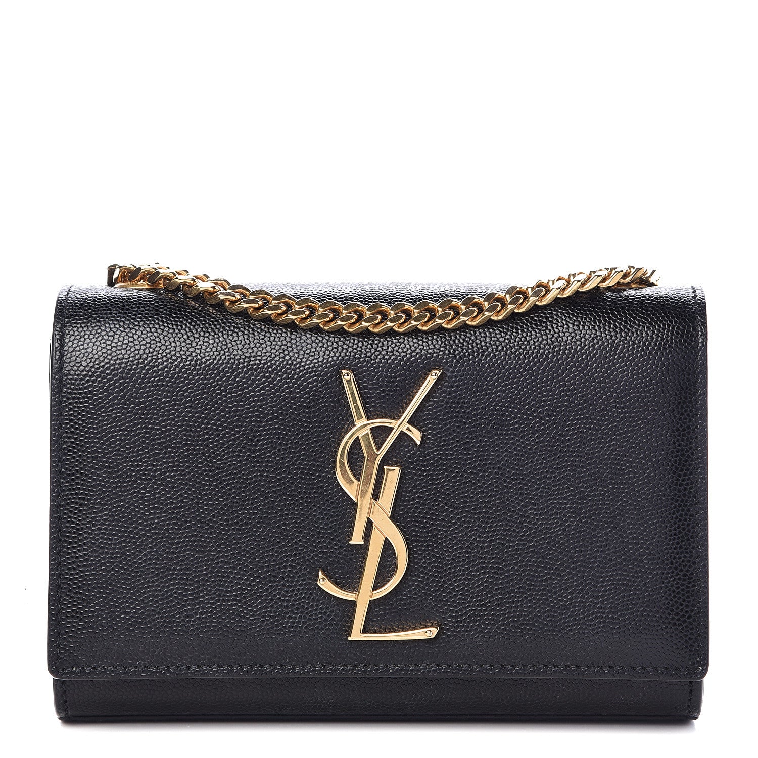 Saint Laurent Grain De Poudre Small Monogram Kate Satchel Black 1 of 14