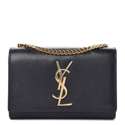 Saint Laurent Grain De Poudre Small Monogram Kate Satchel Black 1 of 14
