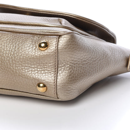 Gucci Metallic Pebbled Calfskin Small 1973 Top Handle Satchel Golden Beige 10 of 13