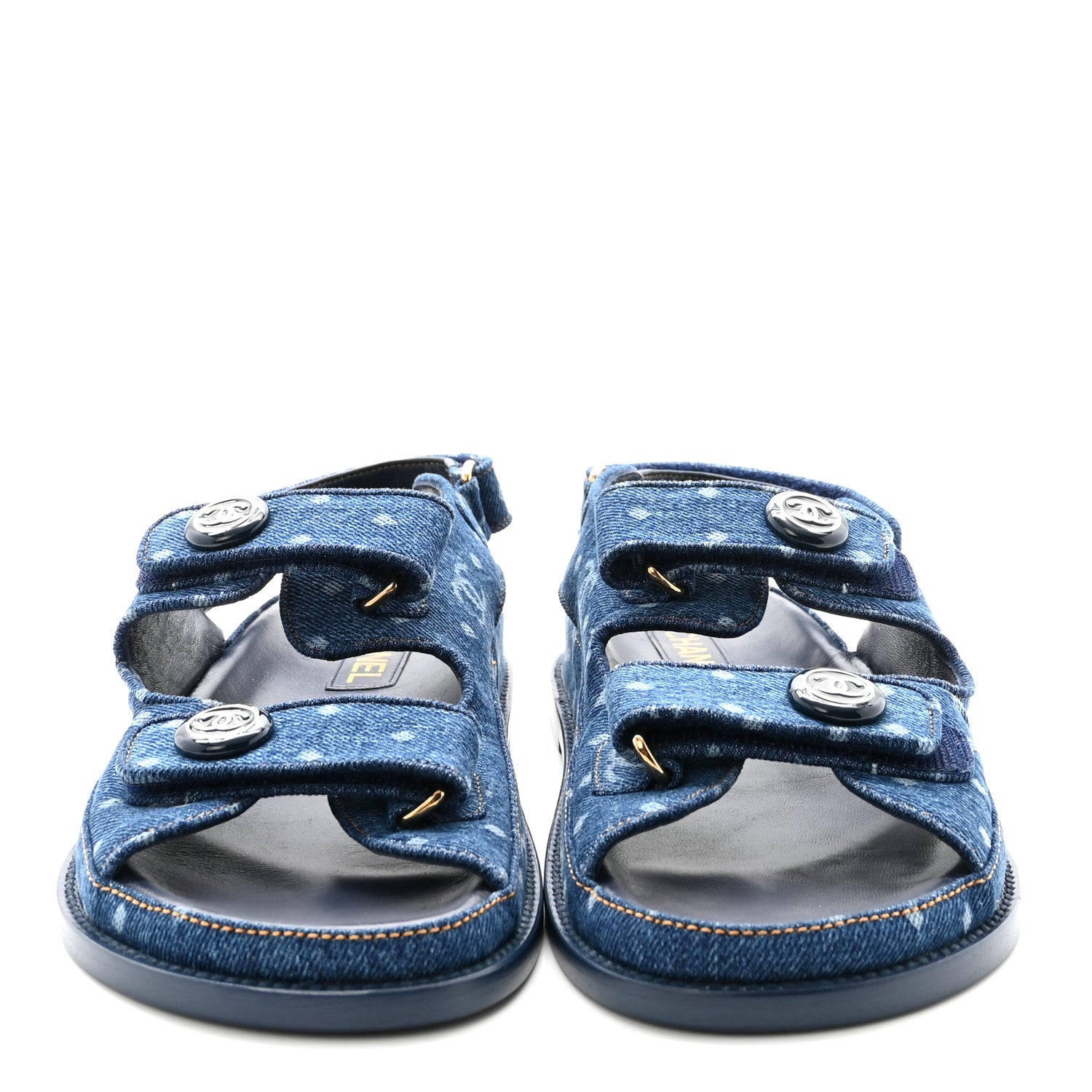 Chanel Printed Denim CC Dad Sandals 40 Dark Blue 3 of 10