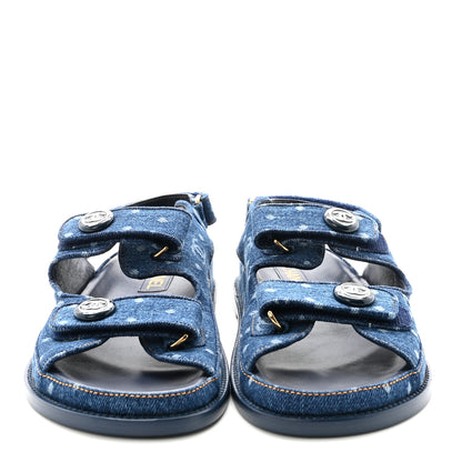 Chanel Printed Denim CC Dad Sandals 40 Dark Blue 3 of 10