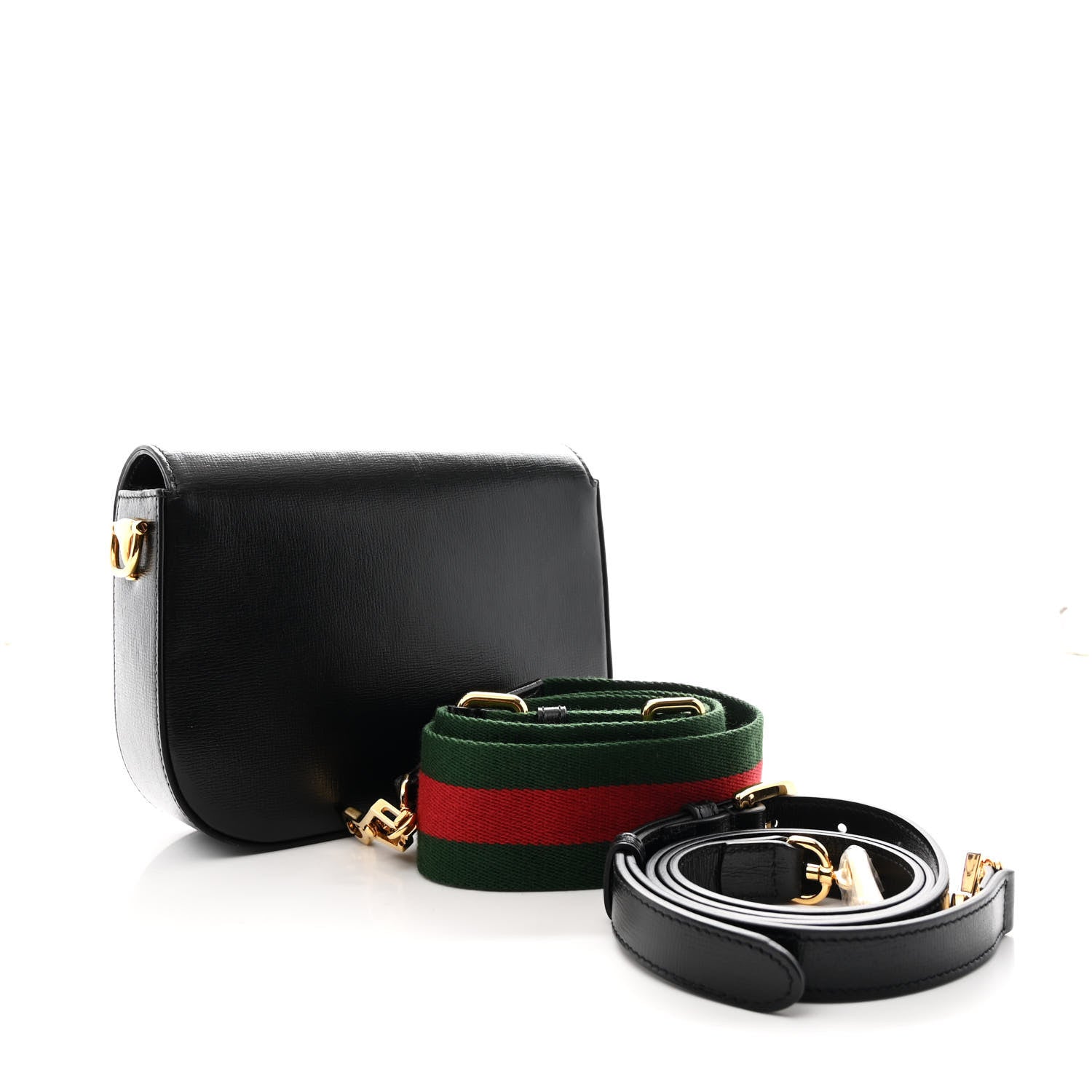 Gucci Azalea Calfskin Web Mini Horsebit 1955 Shoulder Bag Black 3 of 11