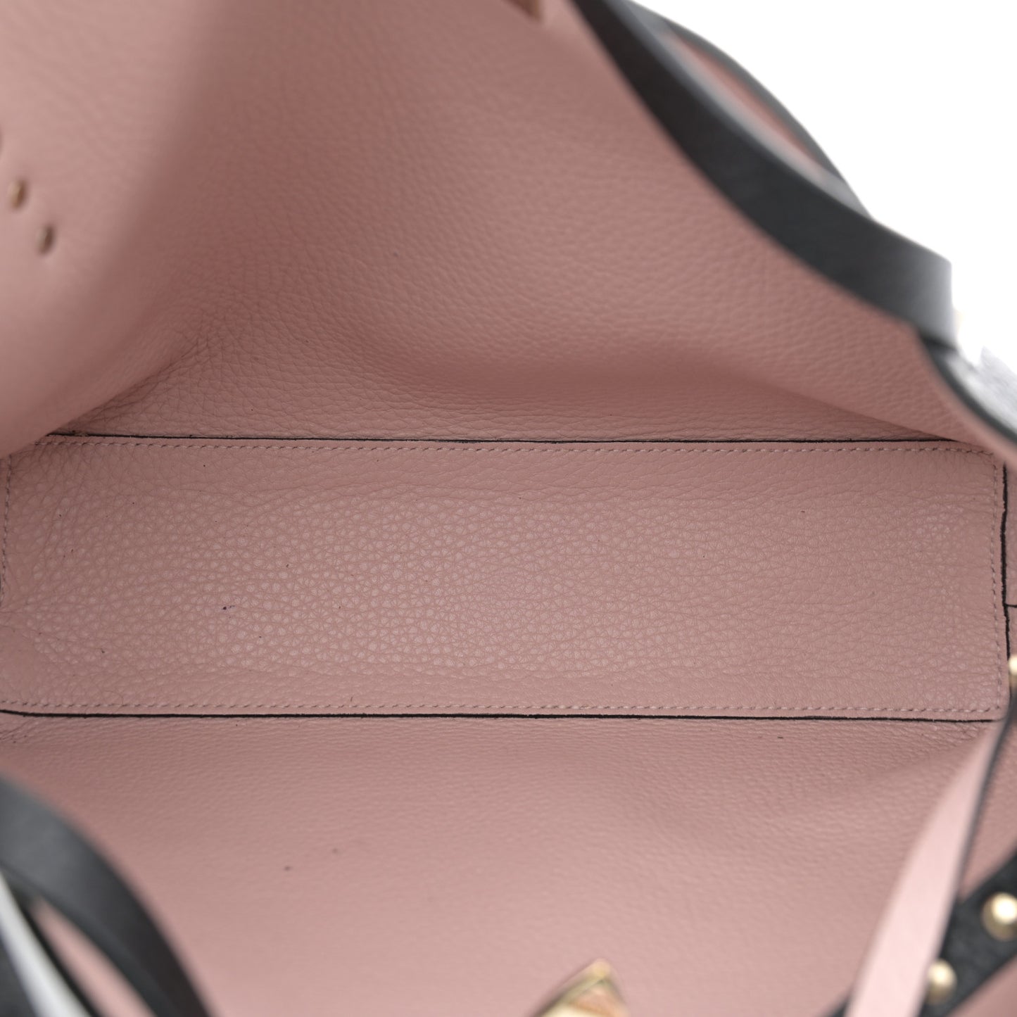 Grained Calfskin Small Rockstud Flip Lock Tote Black Rose Quartz