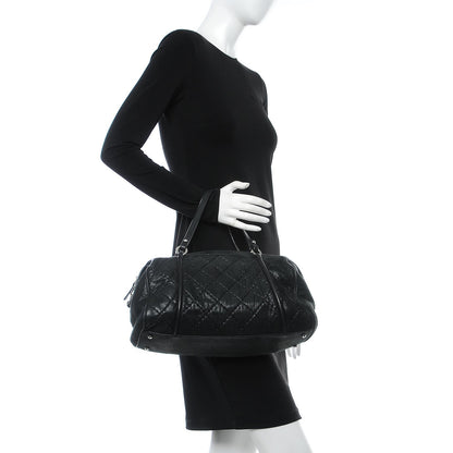 Chanel Iridescent Calfskin Quilted Relax CC Bowler Black 2 of 11
