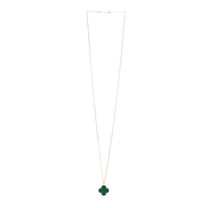 Van Cleef & Arpels 18K Yellow Gold Malachite Magic Alhambra Pendant Necklace 3 of 6