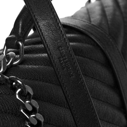 Saint Laurent Sheepskin Matelasse Chevron Monogram Large College Satchel Black 6 of 6