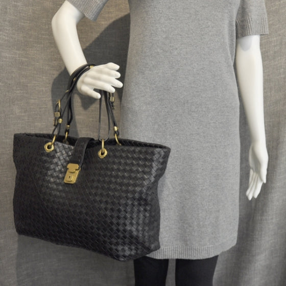 Nappa Intrecciato Large Capri Tote Nero