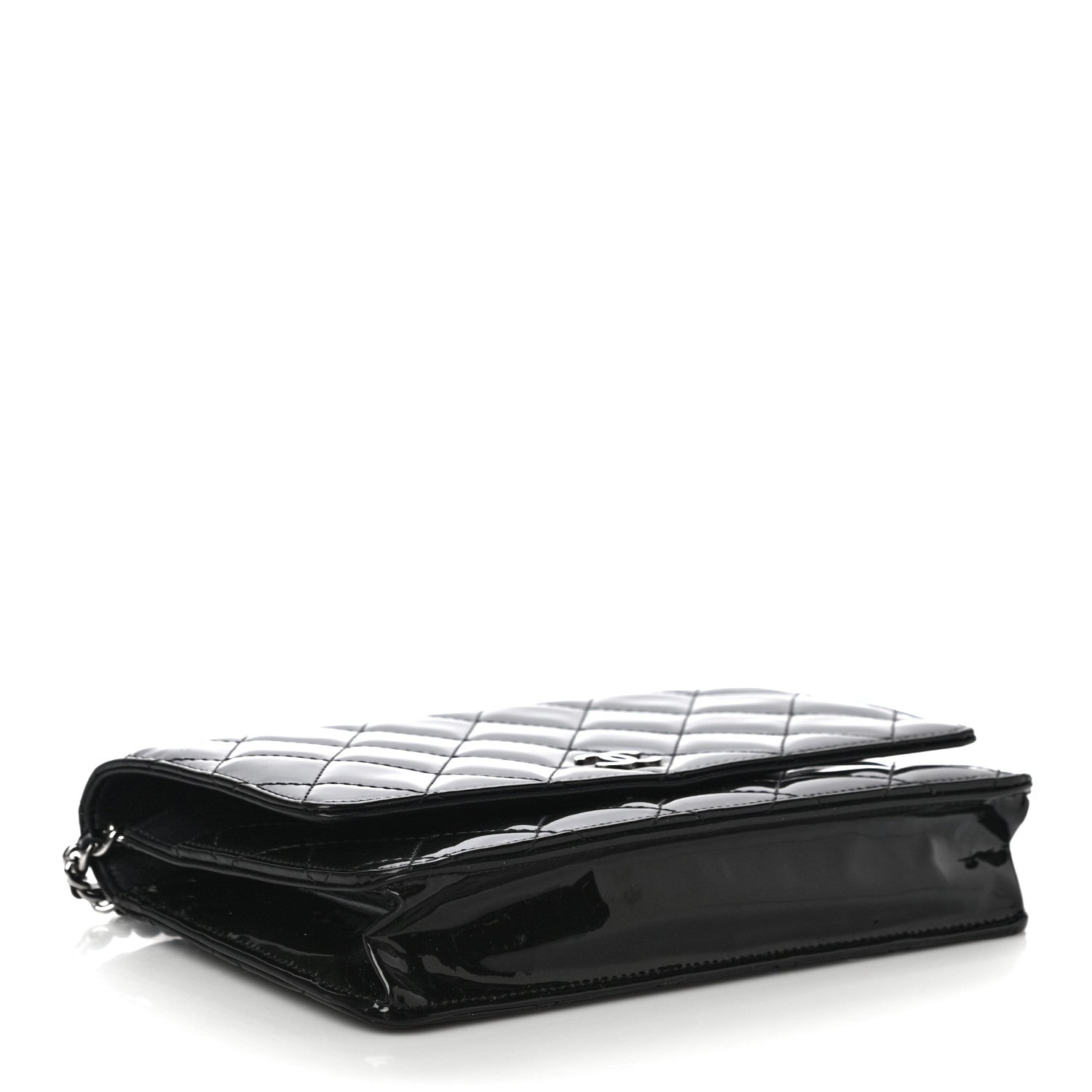 Chanel Patent Quilted Wallet On Chain WOC Black 4 of 11
