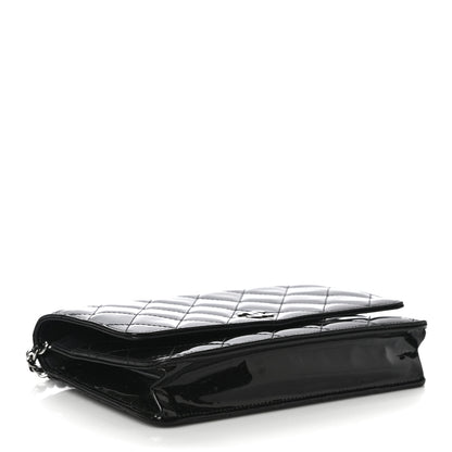 Chanel Patent Quilted Wallet On Chain WOC Black 4 of 11