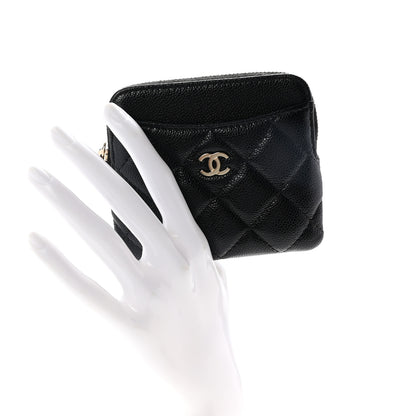 Chanel Caviar Quilted Zip Card Holder Wallet Black 2 of 8