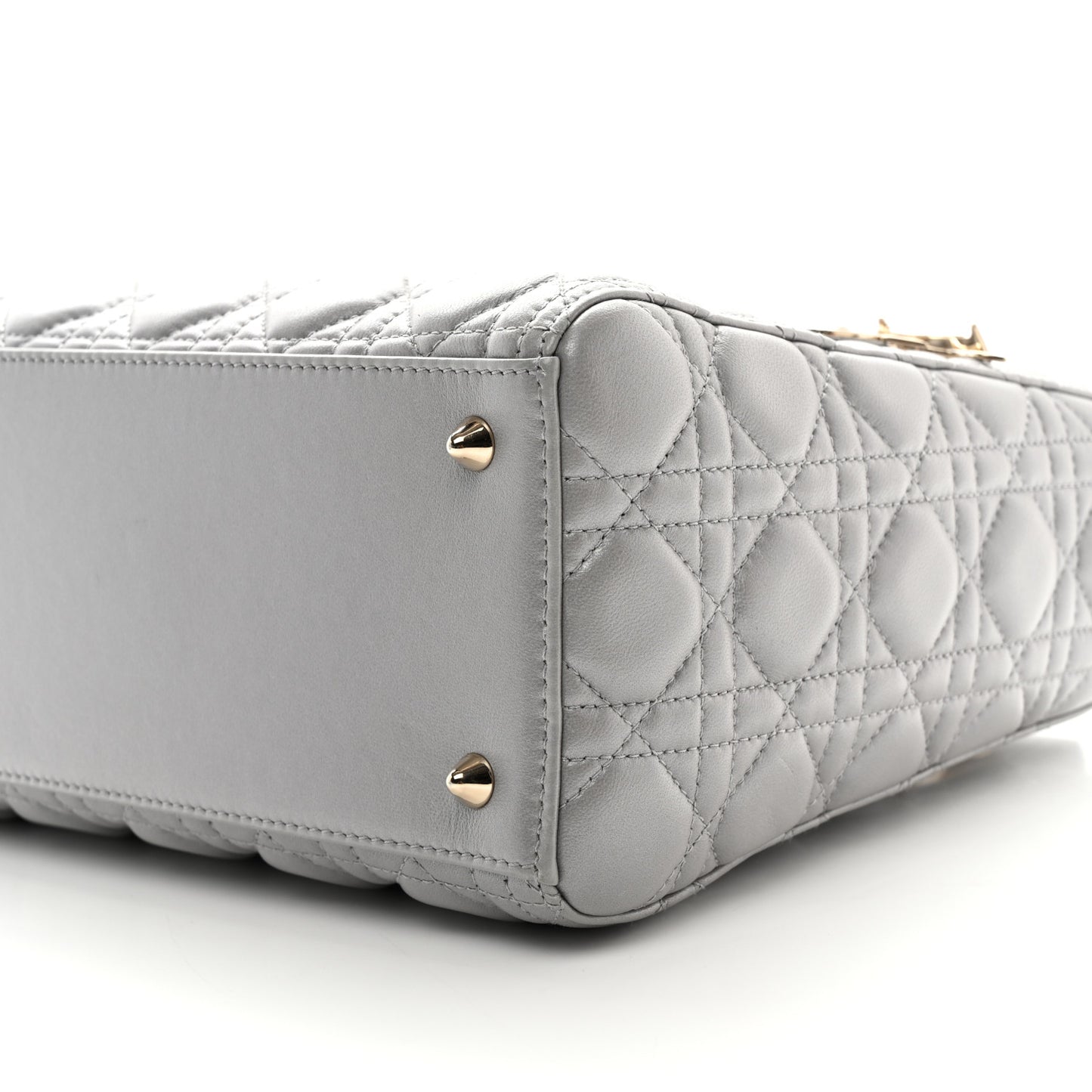 Pearly Lambskin Cannage Medium Lady Dior Grey
