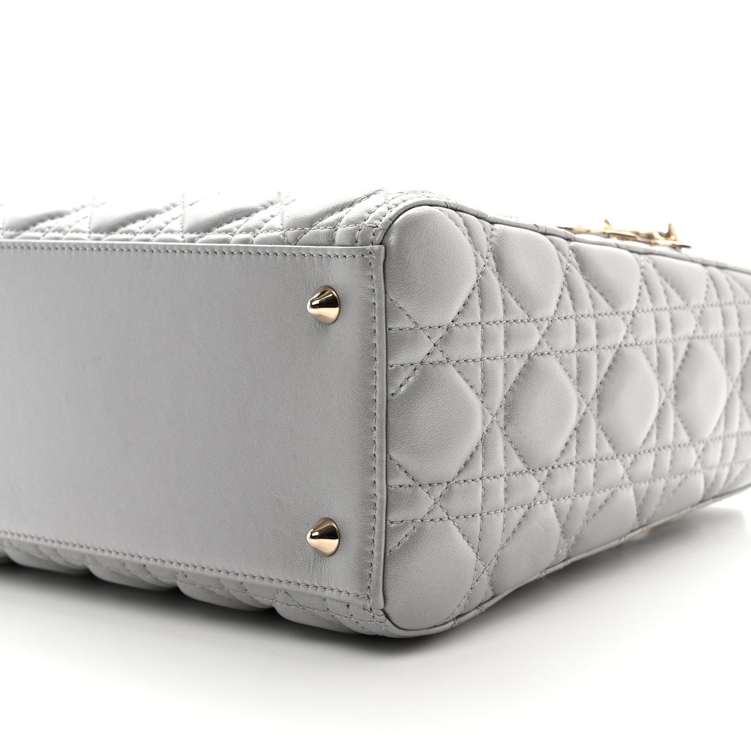 Christian Dior Pearly Lambskin Cannage Medium Lady Dior Grey 10 of 10