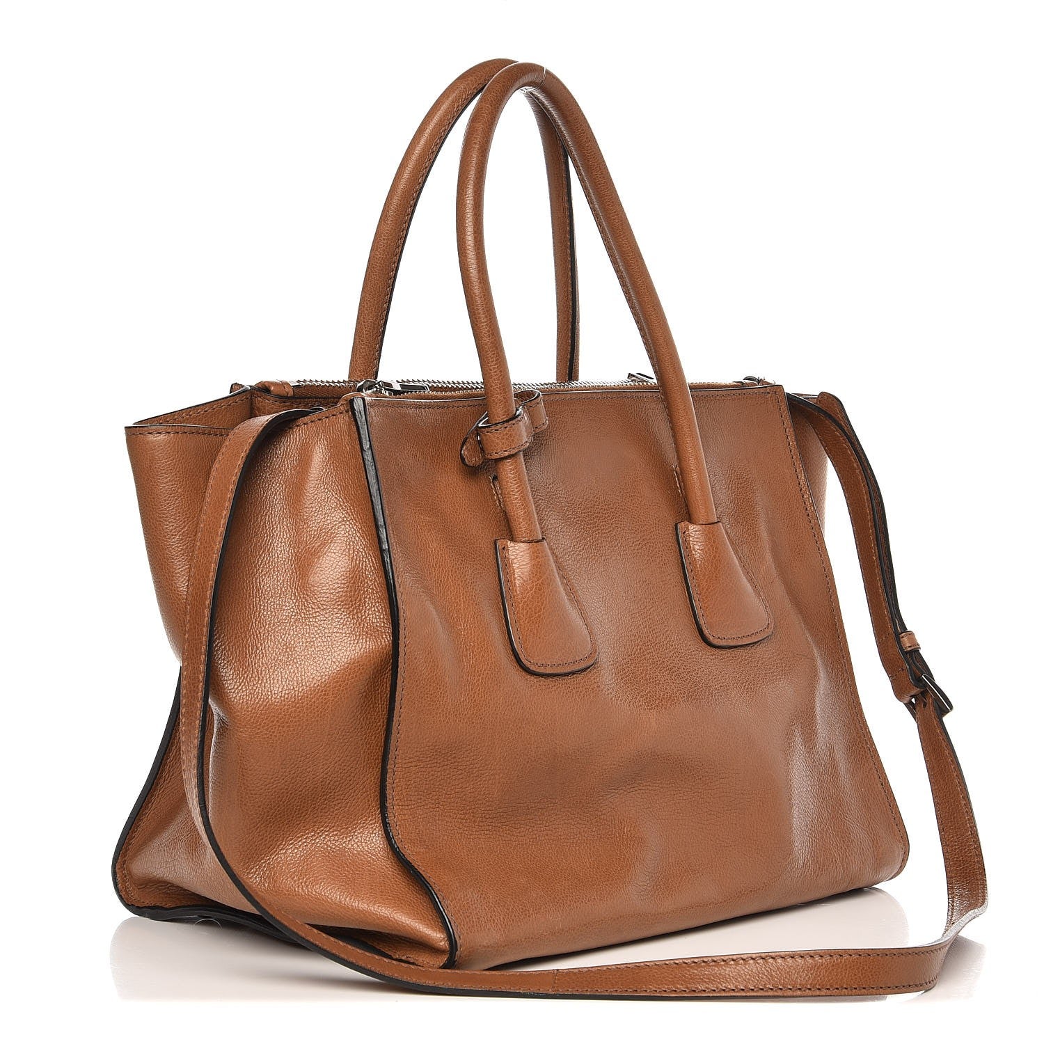 Prada Leather Large Twin Pocket Tote Bag Brown 4 of 10