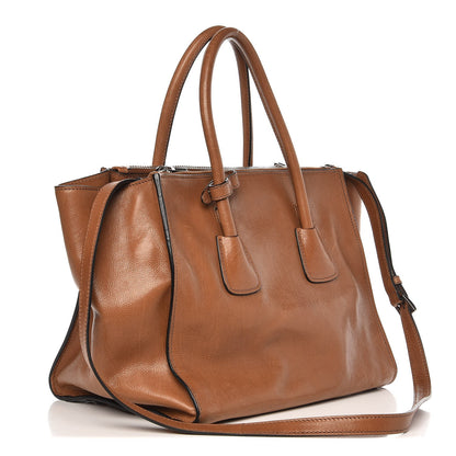 Prada Leather Large Twin Pocket Tote Bag Brown 4 of 10