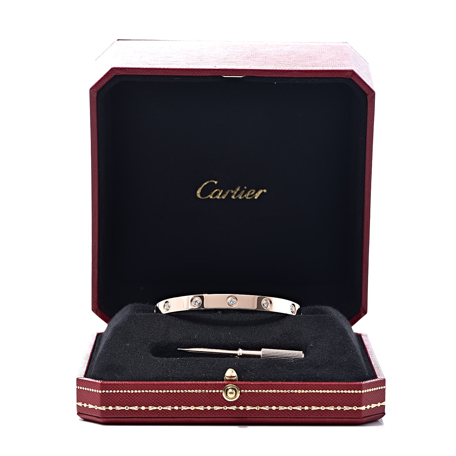 Cartier 18K Pink Gold 10 Diamond LOVE Bracelet 17 6 of 6